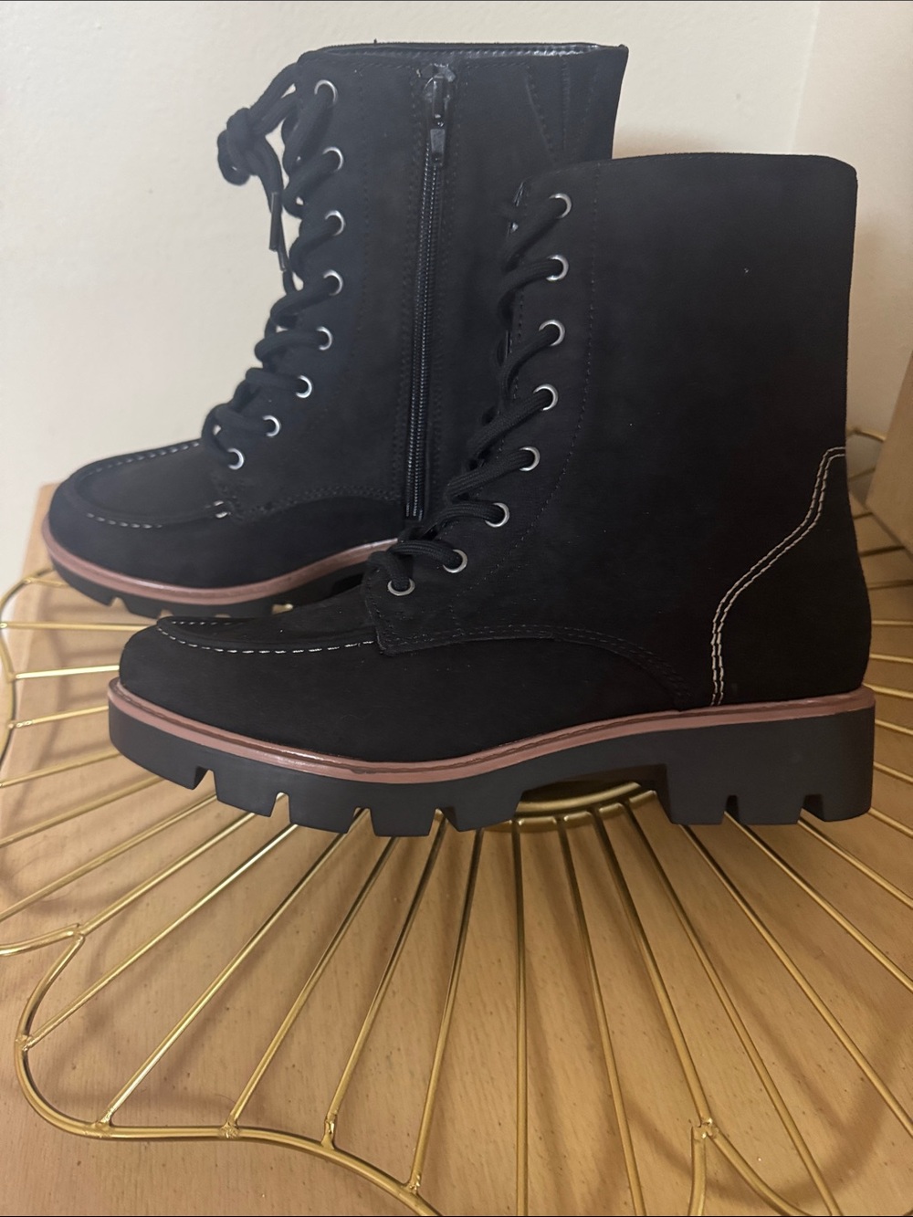 NEW black Women's Lace-Up Combat Boots